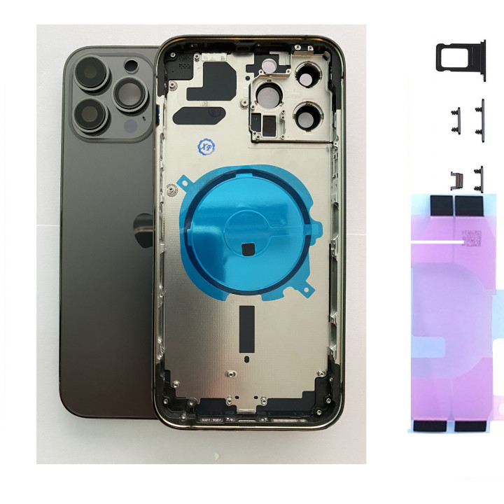 Chassis Arriere pour iPhone 13 PRO MAX NOIR / GRIS - Chassis Coque nu + COLLE
