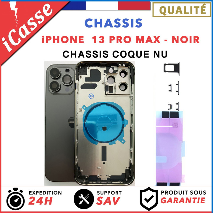 Chassis Arriere pour iPhone 13 PRO MAX NOIR / GRIS - Chassis Coque nu + COLLE