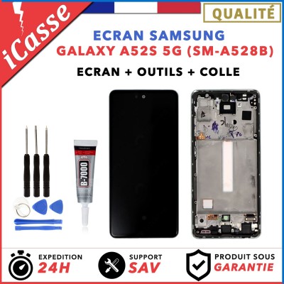 ECRAN COMPLET avec CHASSIS pour SAMSUNG GALAXY A52S 5G SM-A528B OUTILS + COLLE