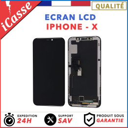 ECRAN LCD POUR IPHONE X/10 VITRE TACTILE SUR CHASSIS / Noir Argent