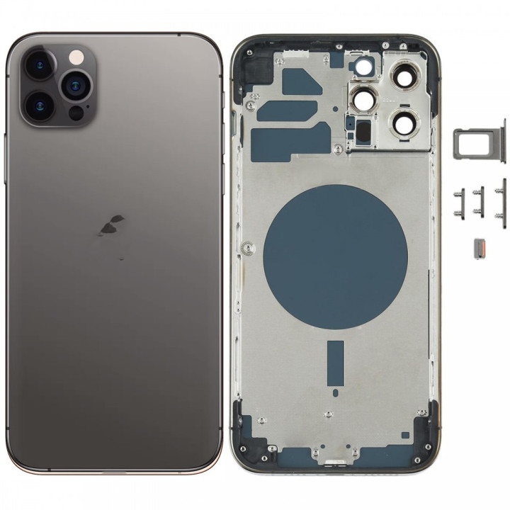 Chassis Arriere pour iPhone 12 PRO MAX NOIR - Chassis Coque nu + COLLE