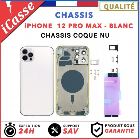 Chassis Arriere pour iPhone 12 PRO MAX BLANC - Chassis Coque nu + COLLE