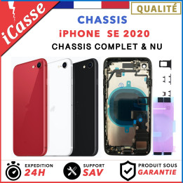 Chassis Arriere Coque nu pour iPhone SE 2020 NOIR BLANC (Argent) ROUGE + COLLE