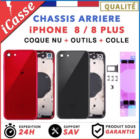 Chassis Arriere Coque nu pour iPhone 8 et 8 Plus Noir/Argent/Gris/Rouge/d'OR