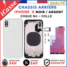 Chassis Arriere Coque nu pour iPhone X NOIR ou BLANC (Argent) + COLLE