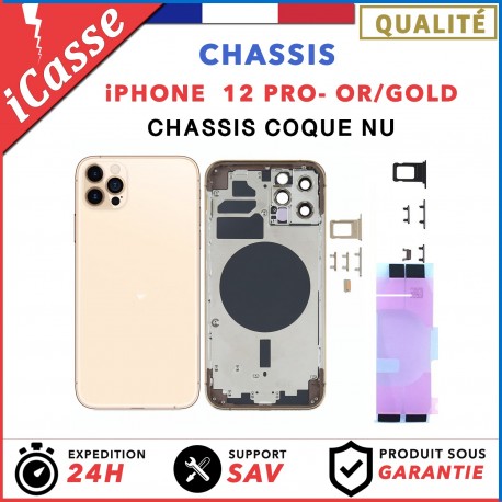 Chassis Arriere pour iPhone 12 PRO OR/GOLD - Chassis Coque nu + COLLE
