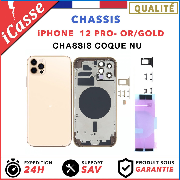 Chassis Arriere pour iPhone 12 PRO OR/GOLD - Chassis Coque nu + COLLE