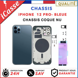 Chassis Arriere pour iPhone 12 PRO BLEUE - Chassis Coque nu + COLLE