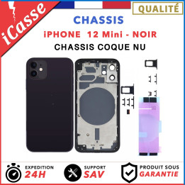 Chassis Arriere pour iPhone 12 MINI NOIR - Chassis Coque nu + COLLE