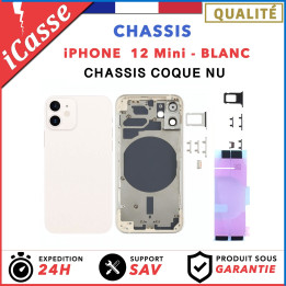 Chassis Arriere pour iPhone 12 MINI BLANC - Chassis Coque nu + COLLE