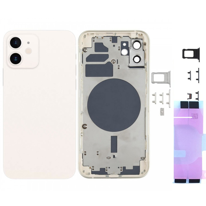 Chassis Arriere pour iPhone 12 BLANC - Chassis Coque nu + COLLE