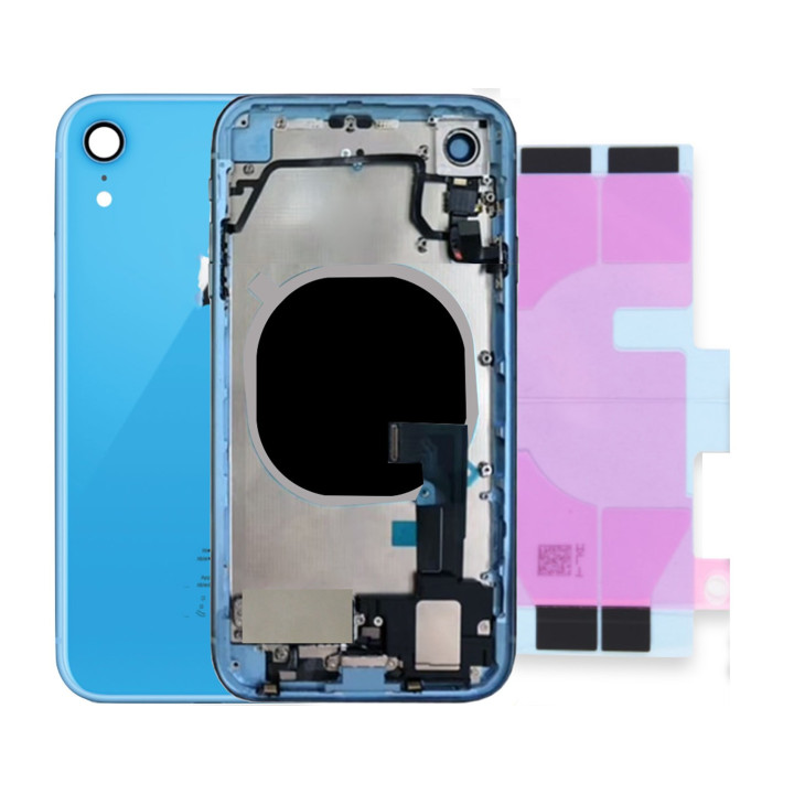 Chassis Complet Coque Arriere pour iPhone XR Bleue + COLLE