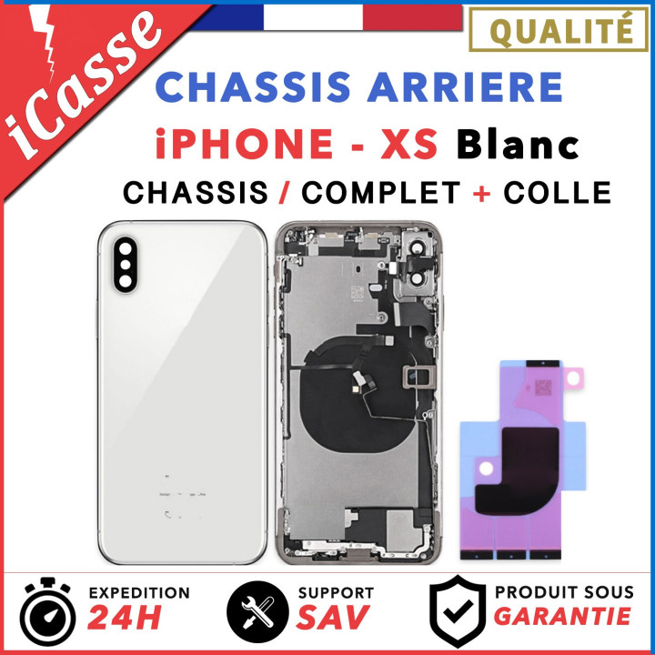 Chassis Complet Coque Arriere pour iPhone XS Blanc + COLLE