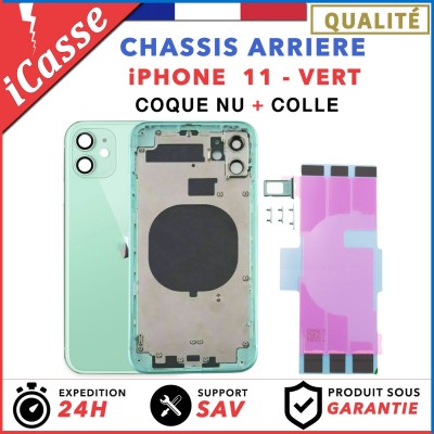 Chassis Arriere iPhone 11 VERT - Chassis Coque nu + COLLE (marques présent)