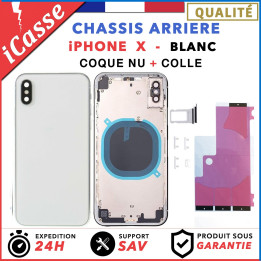 Chassis Arriere pour iPhone X BLANC Chassis Coque nu + COLLE