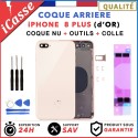 Chassis remplacement pour iPhone 8 PLUS OR d'OR Gold - Chassis Coque nu + COLLE