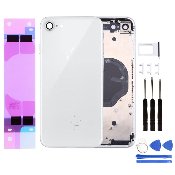 Chassis Arriere pour iPhone 8 BLANC - Chassis Coque nu + COLLE