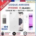 Chassis remplacement pour iPhone 8 BLANC / ARGENT - Chassis Coque nu + COLLE
