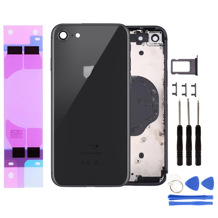 Chassis Arriere pour iPhone 8 NOIR - Chassis Coque nu + COLLE