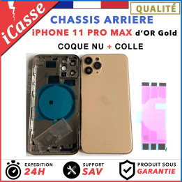 Chassis Arriere pour iPhone 11 PRO MAX OR / GOLD - Chassis Coque nu + COLLE