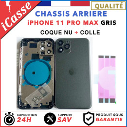 Chassis Arriere pour iPhone 11 PRO MAX GRIS - Chassis Coque nu + COLLE