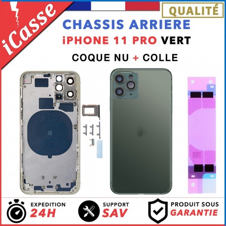 Chassis Arriere pour iPhone 11 PRO VERT - Chassis Coque nu + COLLE