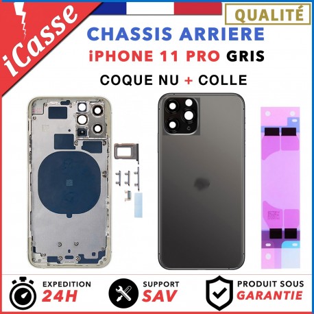 Chassis Arriere pour iPhone 11 PRO GRIS - Chassis Coque nu + COLLE