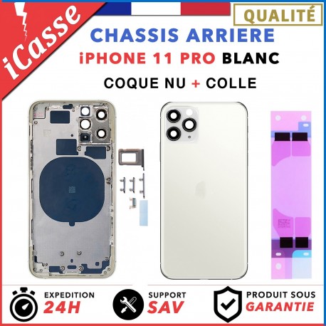 Chassis Arriere pour iPhone 11 PRO Blanc - Chassis Coque nu + COLLE