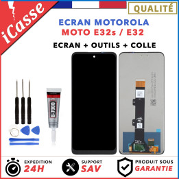 ECRAN LCD POUR pour Motorola MOTO E32s / E32 XT2229-2 NOIR + OUTILS + COLLE