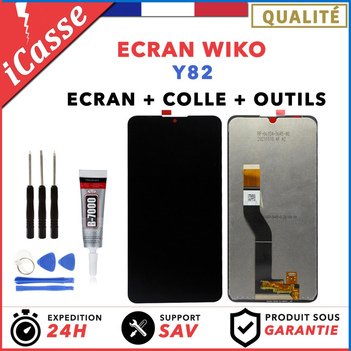 Ecran LCD + Vitre Tactile pour Wiko Y82 Noir + OUTILS + COLLE