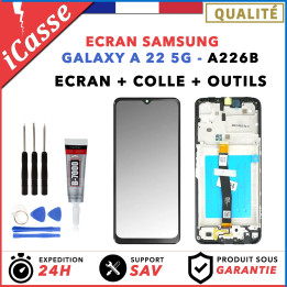 ECRAN COMPLET avec CHASSIS pour SAMSUNG GALAXY A22 5G SM-A226B OUTILS + COLLE
