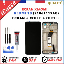 ECRAN COMPLETE sur CHASSIS pour XIAOMI Redmi 10 / 21061119AG  + OUTILS