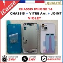 Chassis Arriere remplacement NU pour iPhone 14 Violet - Coque nu + COLLE