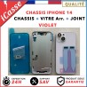 Chassis Arriere remplacement NU pour iPhone 14 Violet - Coque nu + COLLE