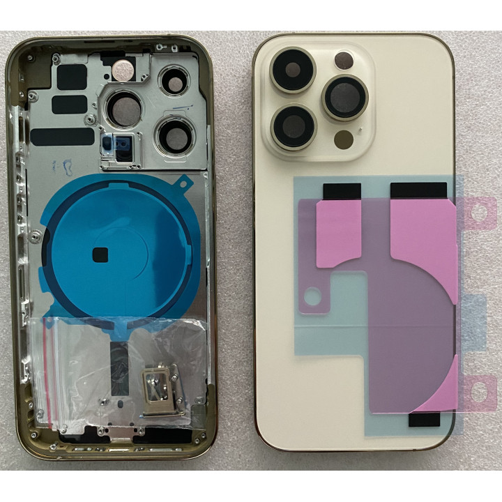 Chassis Arriere remplacement NU pour iPhone 14  PRO OR/Gold + COLLE