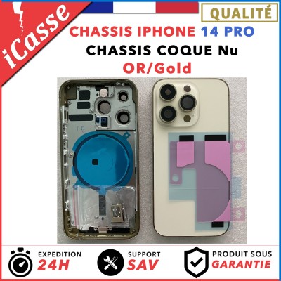Chassis Arriere remplacement NU pour iPhone 14  PRO OR/Gold + COLLE