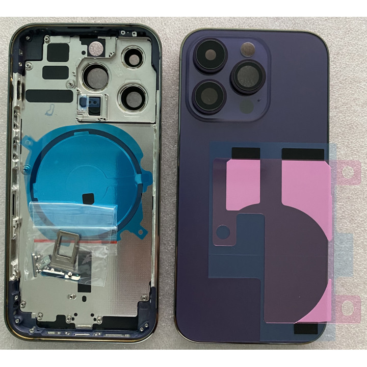 Chassis Arriere remplacement NU pour iPhone 14  PRO VIOLET + COLLE
