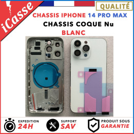 Chassis Arriere remplacement NU pour iPhone 14  PRO MAX BLANC/Argent + COLLE