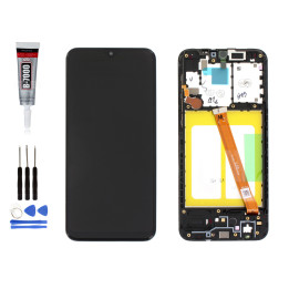 ECRAN COMPLET SAMSUNG GALAXY A20e SM-A202F NOIR + CHASSIS + OUTILS + COLLE