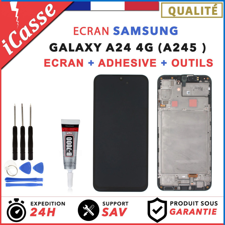 ECRAN COMPLET pour SAMSUNG GALAXY A24 4G A245F avec CHASSIS + OUTILS + COLLE