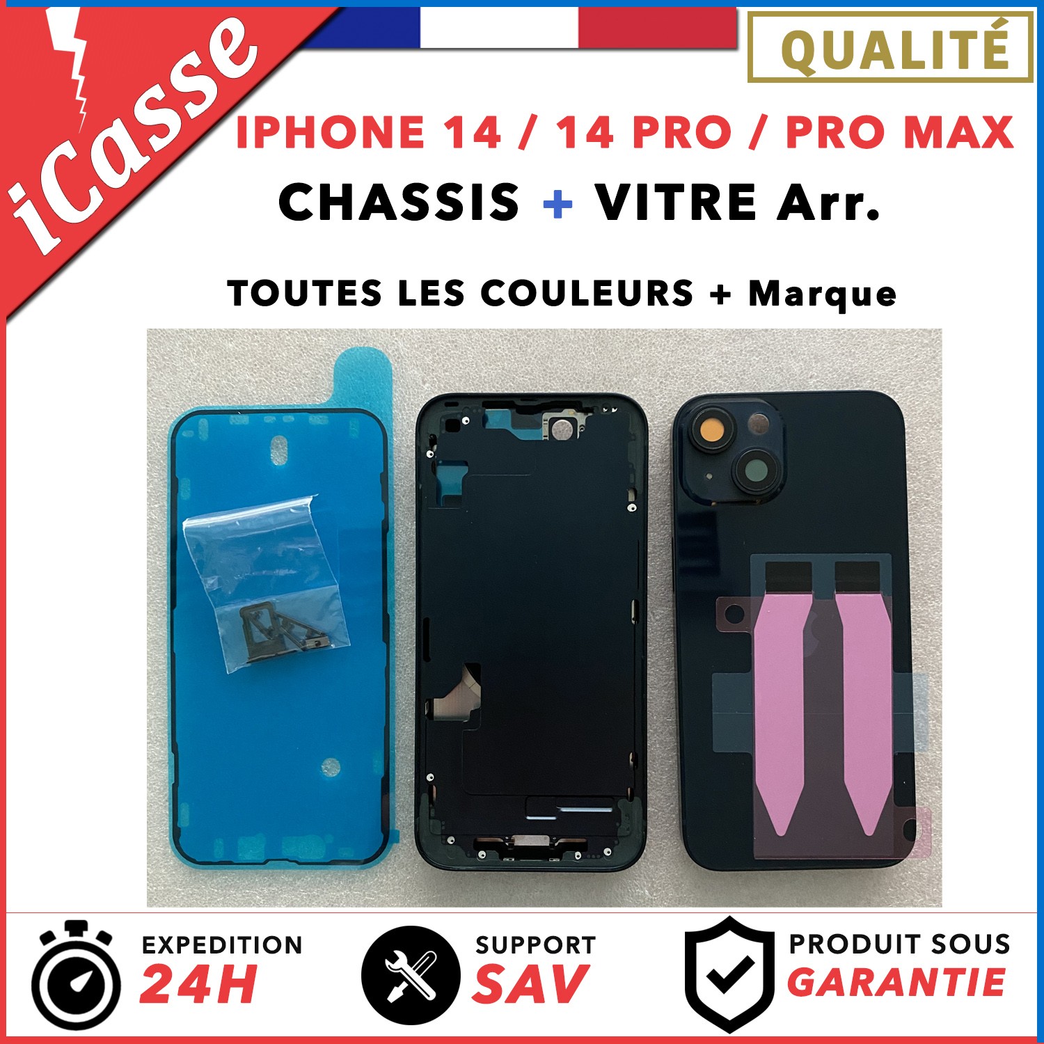 Châssis Arrière Complet Pour IPhone 14 Pro Max - Or - Neuf - Fabriqué France