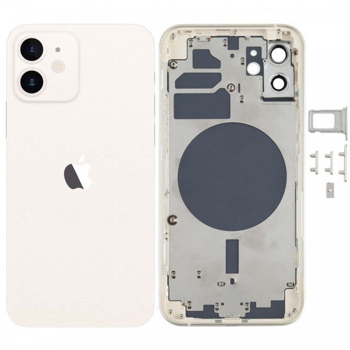 Chassis remplacement pour iPhone 12 BLANC - Chassis Coque nu + COLLE