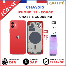 Chassis remplacement pour iPhone 12 ROUGE - Chassis Coque nu + COLLE