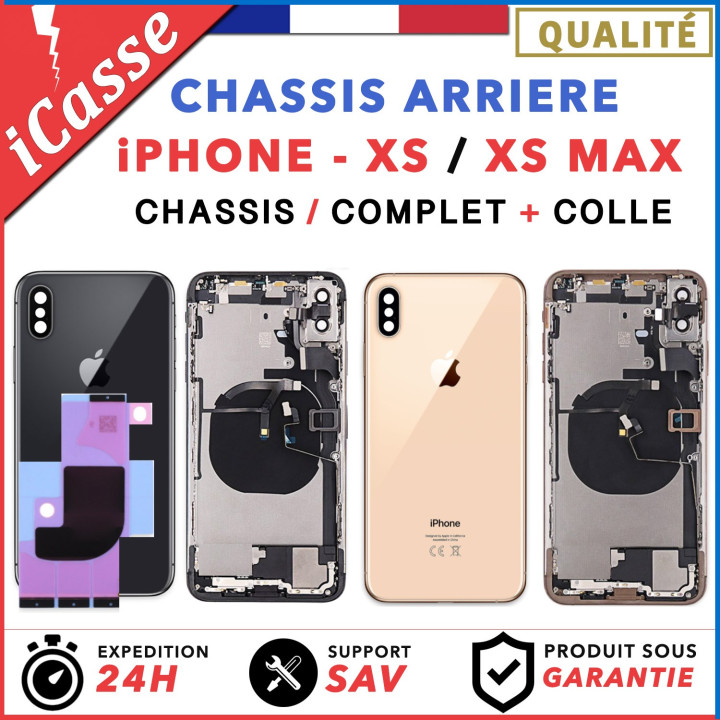 Chassis remplacement Complet ou NU pour iPhone XS  / MAX NOIR BLANC OR + COLLE