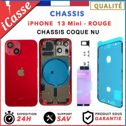 Chassis pour iPhone 13 MINI Rouge - Chassis Coque NU Colle + joint étanche