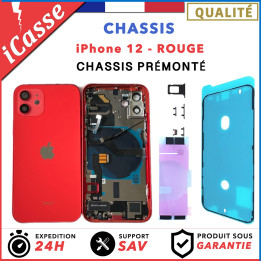 Chassis Prémonté pour iPhone 12 Rouge complet Avec NFC + Joint étanche + Colle