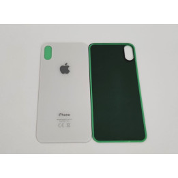 Vitre Arriere pour iPhone X Blanc Avec Colle Pre installé + Grand trou