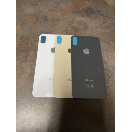 Vitre Arriere pour iPhone XS Blanc Avec Colle Pre installé + Grand trou