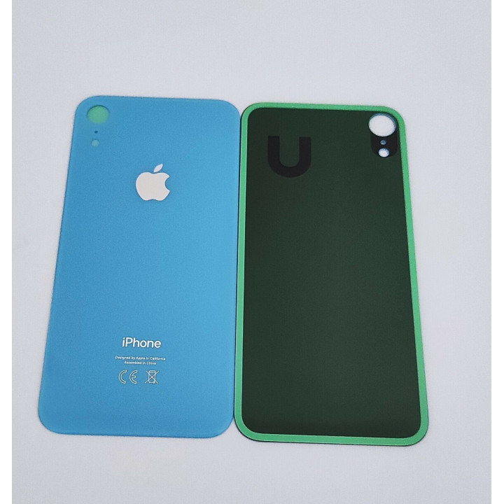 Vitre Arriere Remplacement +Colle pour iPhone XR BLEUE