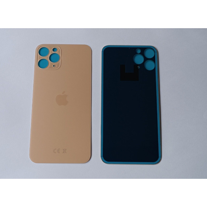 Vitre Arriere pour iPhone 11 Pro Or Gold Avec Colle Pre installé + Grand trou